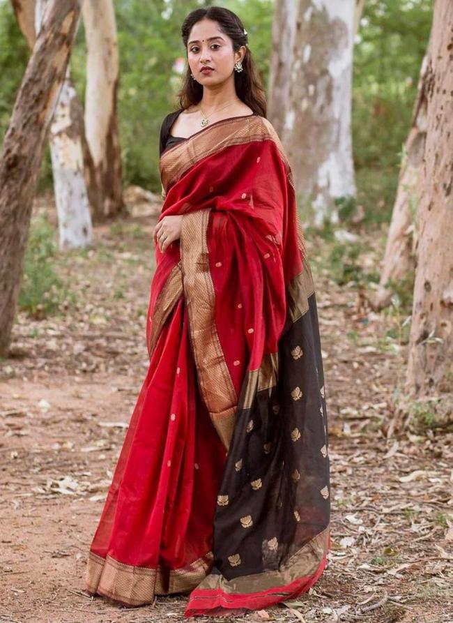 Silk Red Daily Wear Jacquard Work Saree